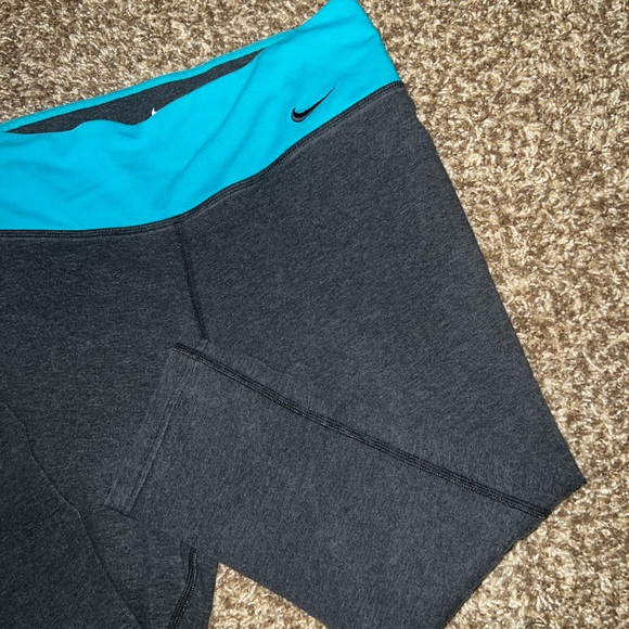 Nike Pants - 3/$10 Nike Dri Fit Gray Capris W/ Teal Band High Waisted